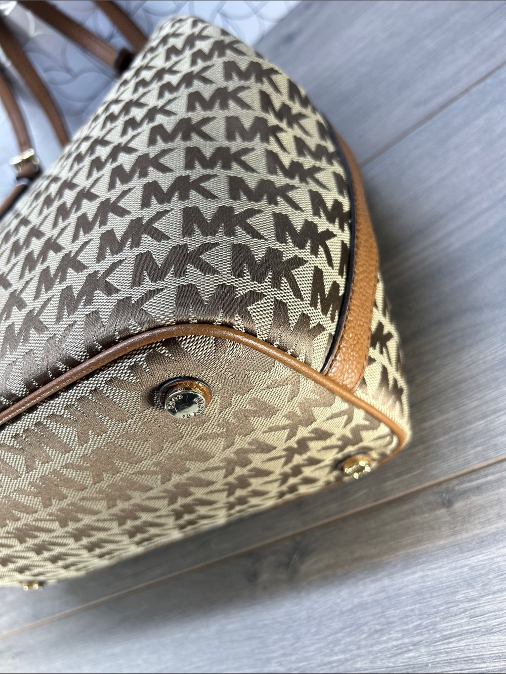 8735 NWT Michael Kors Brown MK Signature Tote Bag - Picture 8 of 11
